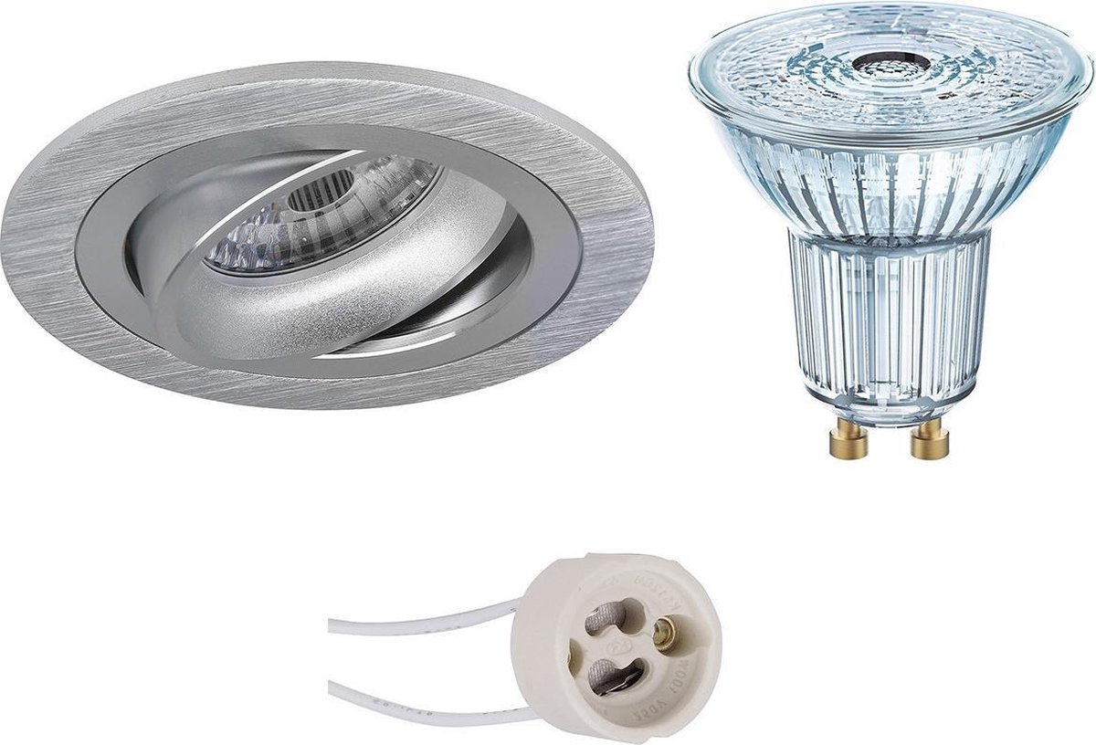 Osram - Led Spot Set - Parathom Par16 930 36d - Pragmi Alpin Pro - Gu10 Fitting - Dimbaar - Inbouw Rond - Mat Zilver - - Silver