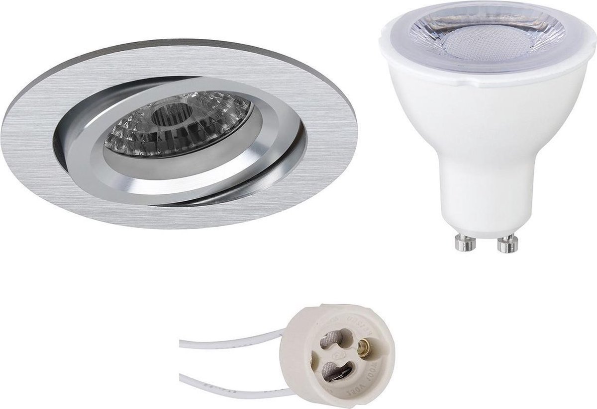 BES LED Led Spot Set - Pragmi Aerony Pro - Gu10 Fitting - Dimbaar - Inbouw Rond - Mat Zilver - 6w - Natuurlijk 4200k - - Wit