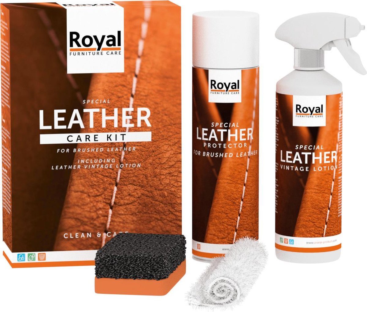 Furniture Care Leather Care Kit-brushed&vintage Leather - Oranje