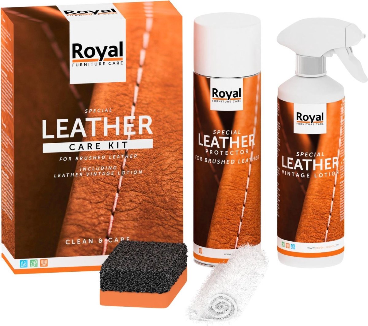 Furniture Care Leather Care Kit-brushed&vintage Leather - Oranje
