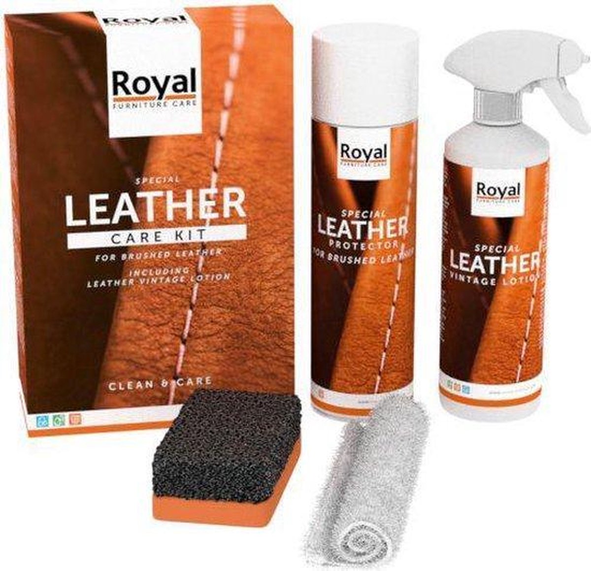 Furniture Care Leather Care Kit-brushed&vintage Leather - Oranje