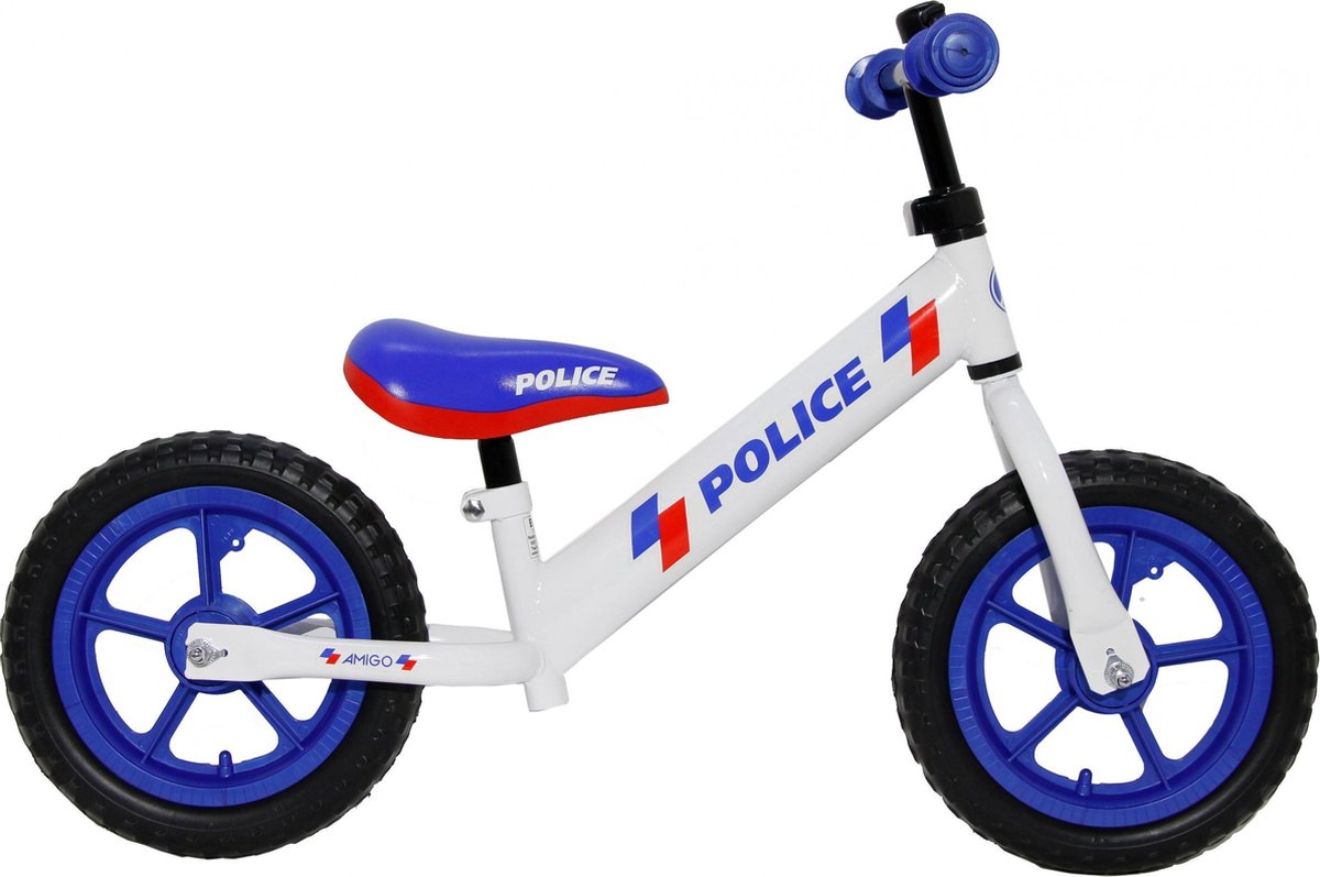 Amigo Police Loopfiets Met 2 Wielen 12 Inch Junior - Wit