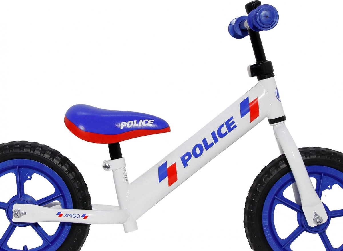 Amigo Police Loopfiets Met 2 Wielen 12 Inch Junior - Wit