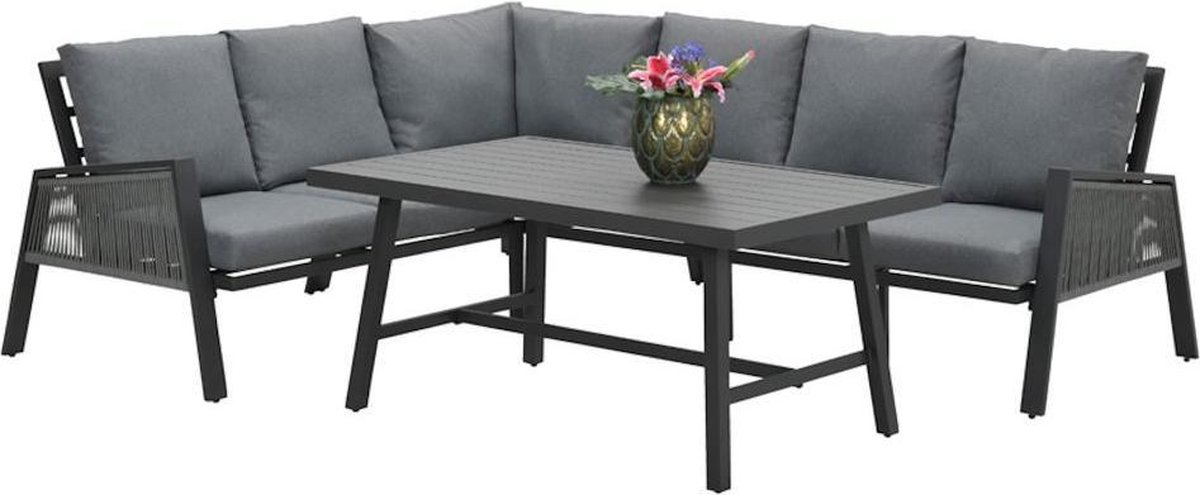 Garden Impressions Andrea Lounge Dining Set - Carbon Black - Links - Grijs
