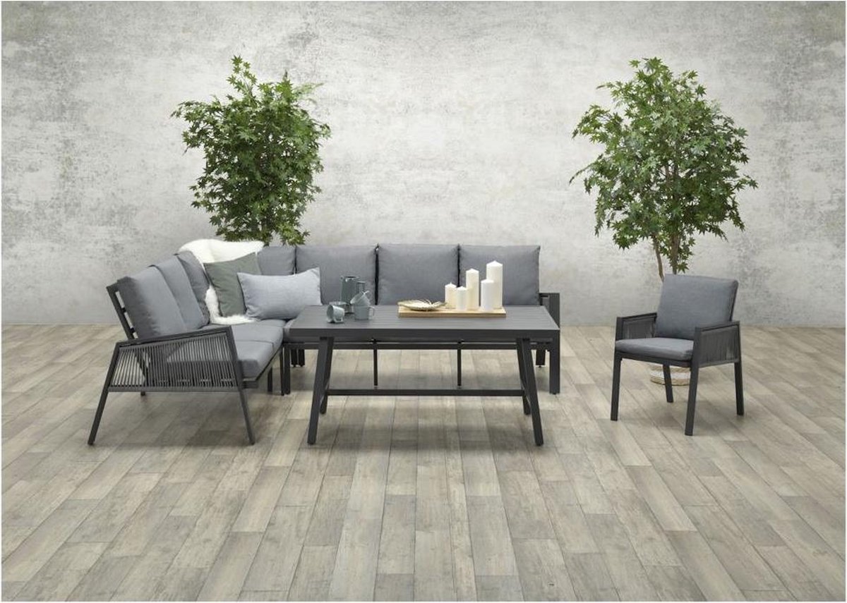 Garden Impressions Andrea Lounge Dining Set - Carbon Black - Links - Grijs