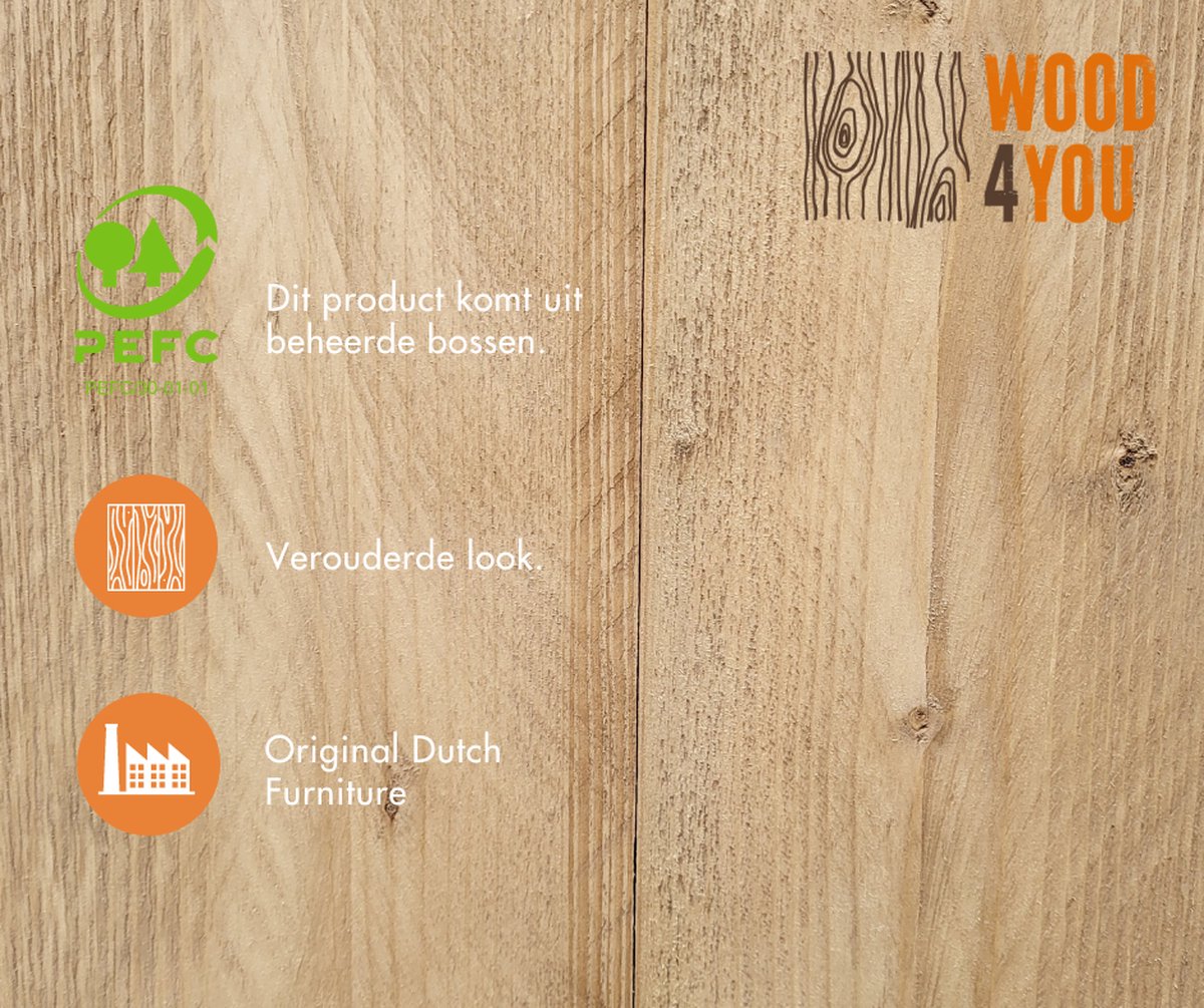 Wood4you New England Hoekbureau Steigerhout 200/130lx72dx75h