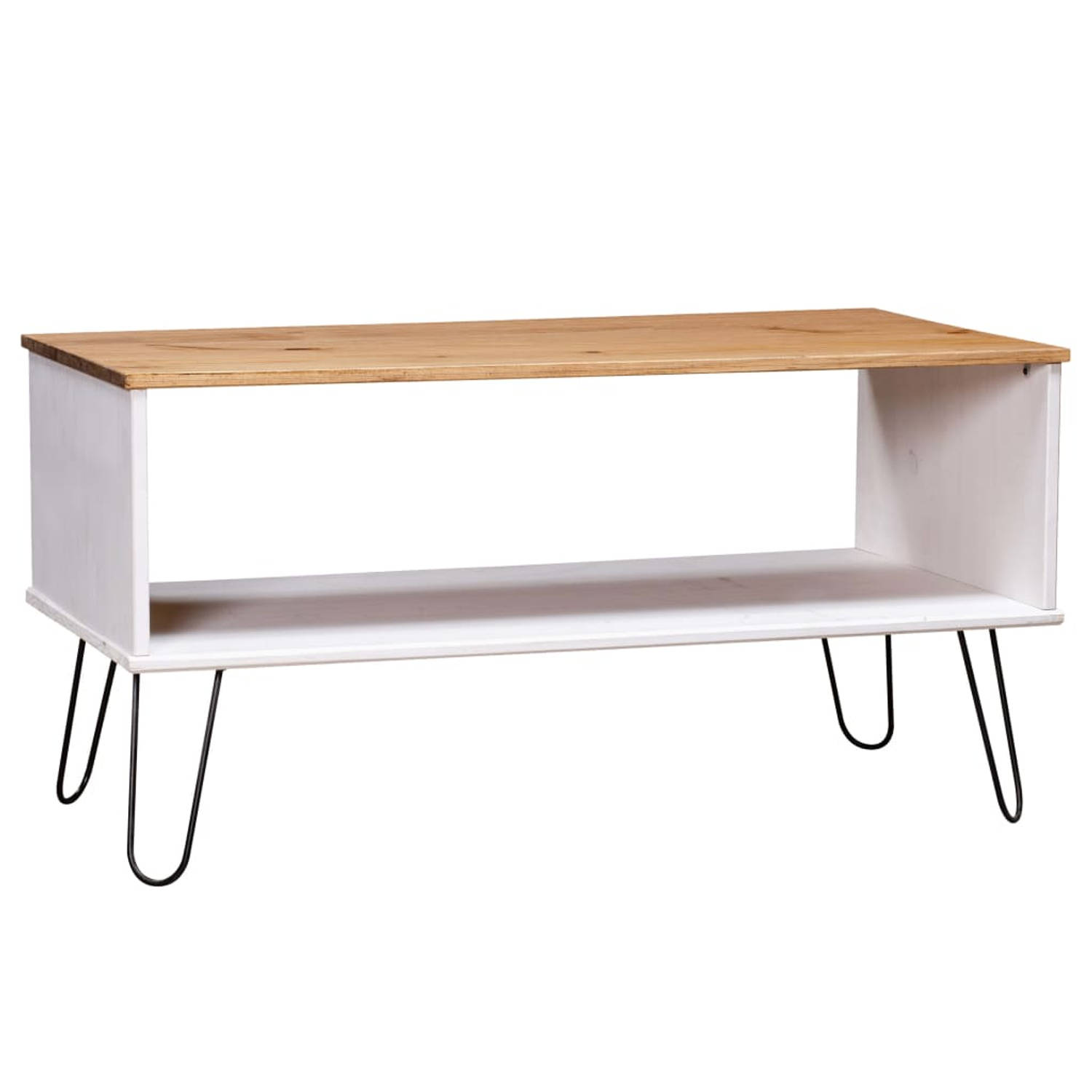 Vidaxl Salontafel New York Range Grenenhout Wit En Lichthoutkleurig - Bruin