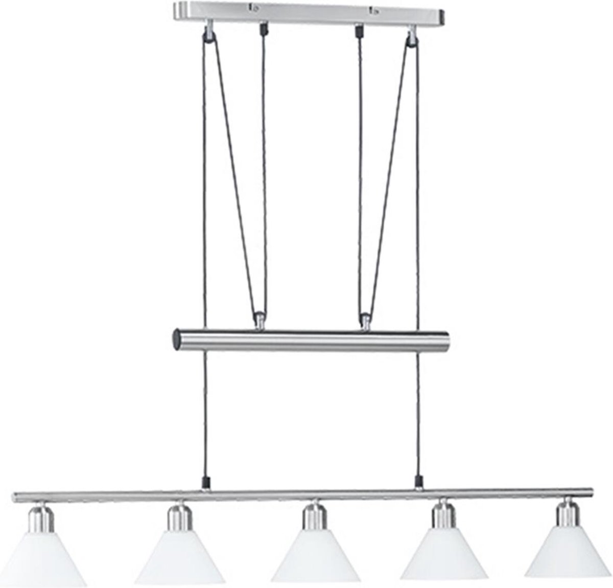 BES LED Led Hanglamp - Hangverlichting - Trion Stomun - E14 Fitting - 5-lichts - Rechthoek - Mat Nikkel - Aluminium