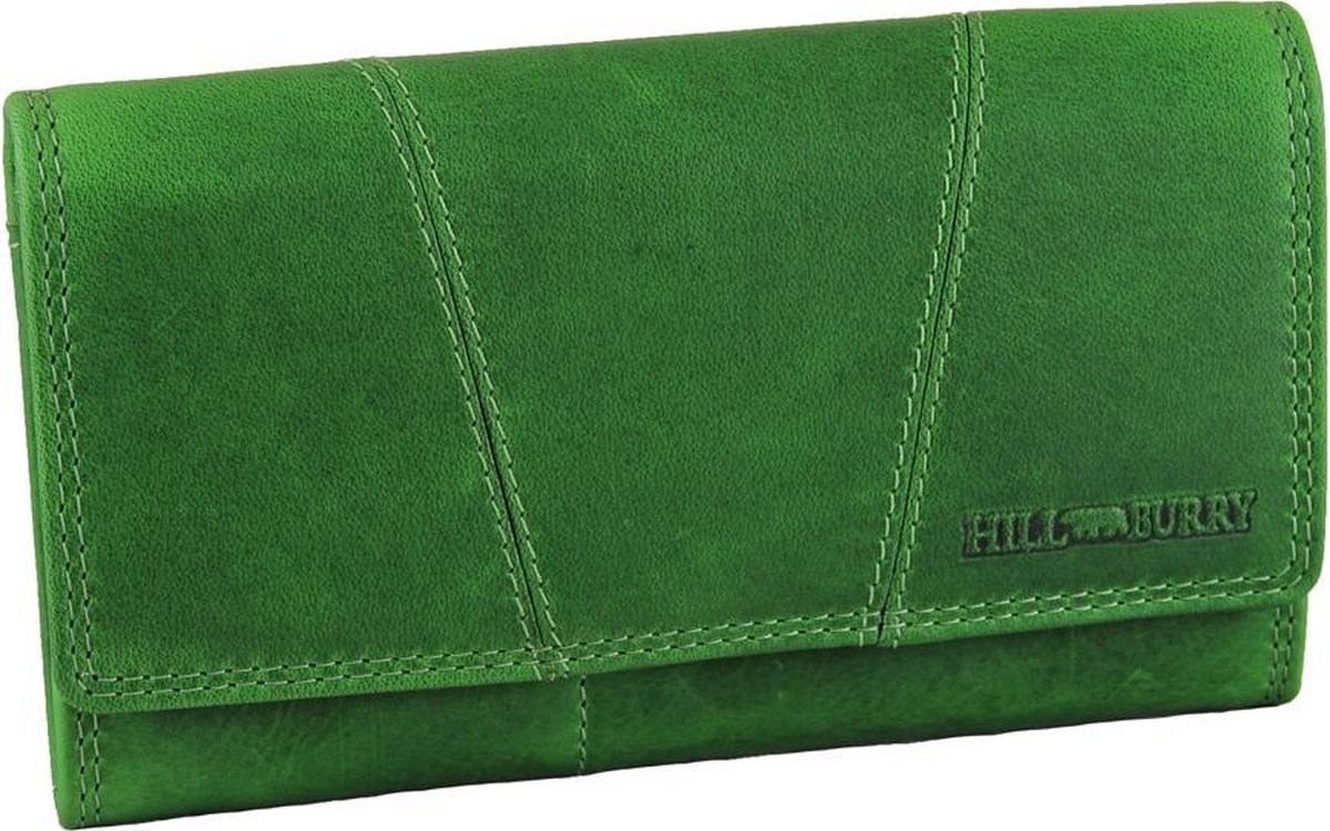 HillBurry Leren Dames Portemonnee - Vl777023 - Vintage Leer - Rfid - - Groen