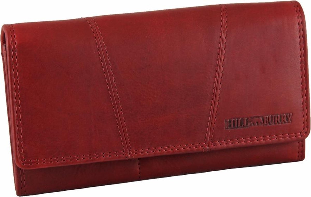 HillBurry Leren Dames Portemonnee - Vl777023 - Vintage Leer - Rfid - - Rood