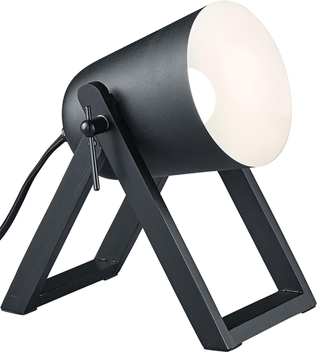 BES LED Led Tafellamp - Trion Maryla - E27 Fitting - Rond - Mat - Aluminium/hout - Zwart