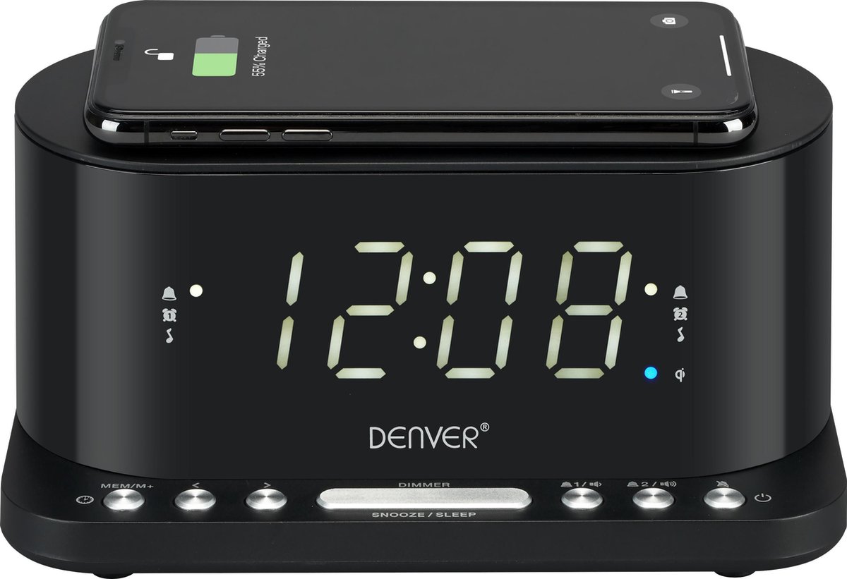 Denver Premium Crq-110 Wekkerradio Met Qi Charger - - Zwart