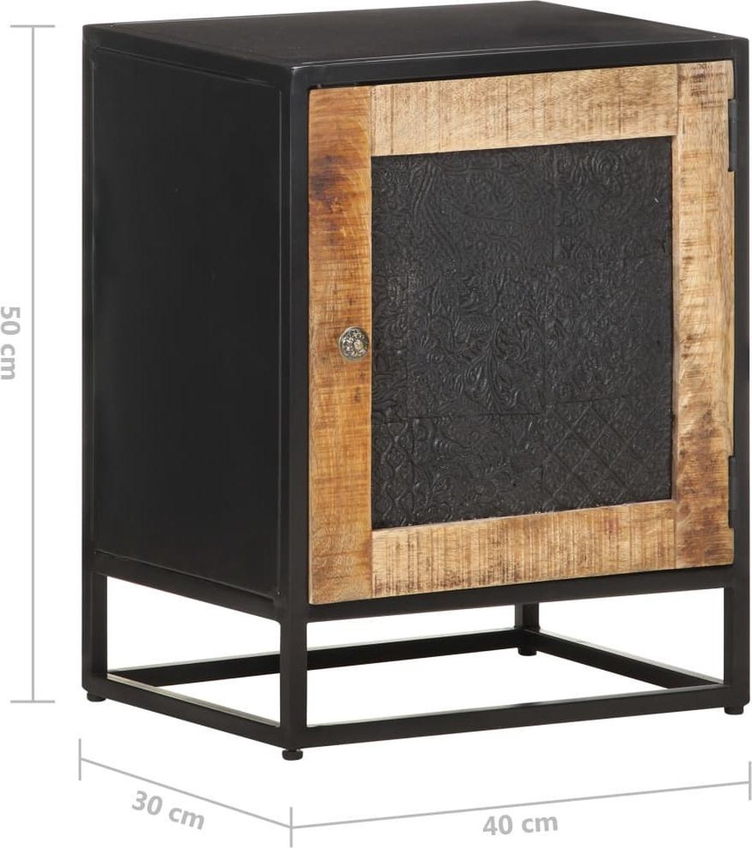 Vidaxl Nachtkastje 40x30x50 Cm Ruw Mangohout - Bruin