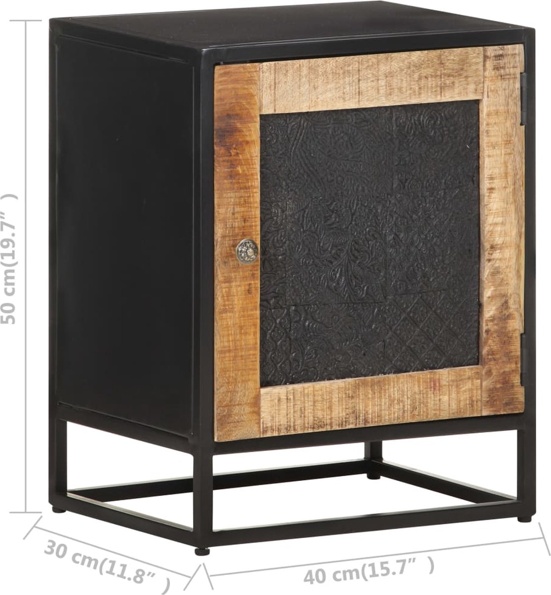 Vidaxl Nachtkastje 40x30x50 Cm Ruw Mangohout - Bruin