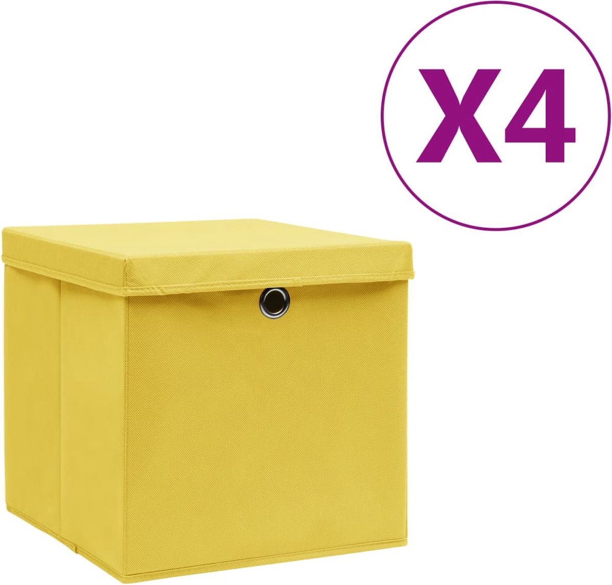 Vidaxl Opbergboxen Met Deksels 4 St 28x28x28 Cm - Amarillo