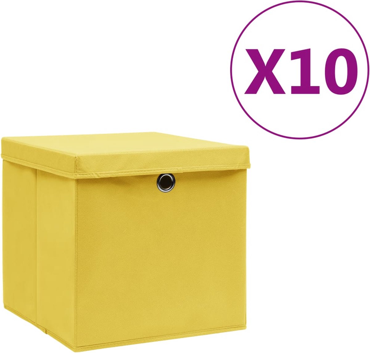 Vidaxl Opbergboxen Met Deksels 10 St 28x28x28 Cm - Amarillo