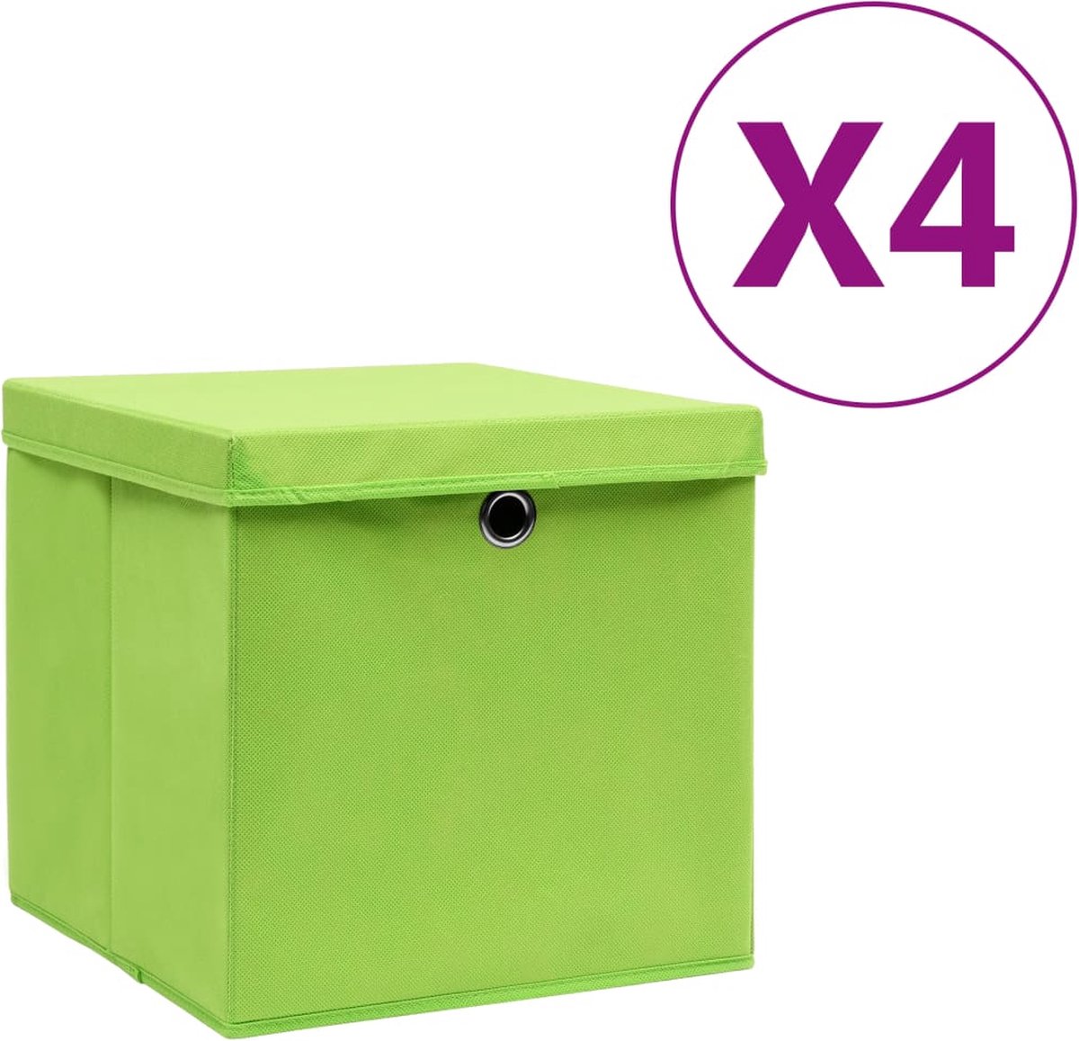 Vidaxl Opbergboxen Met Deksels 4 St 28x28x28 Cm - Verde