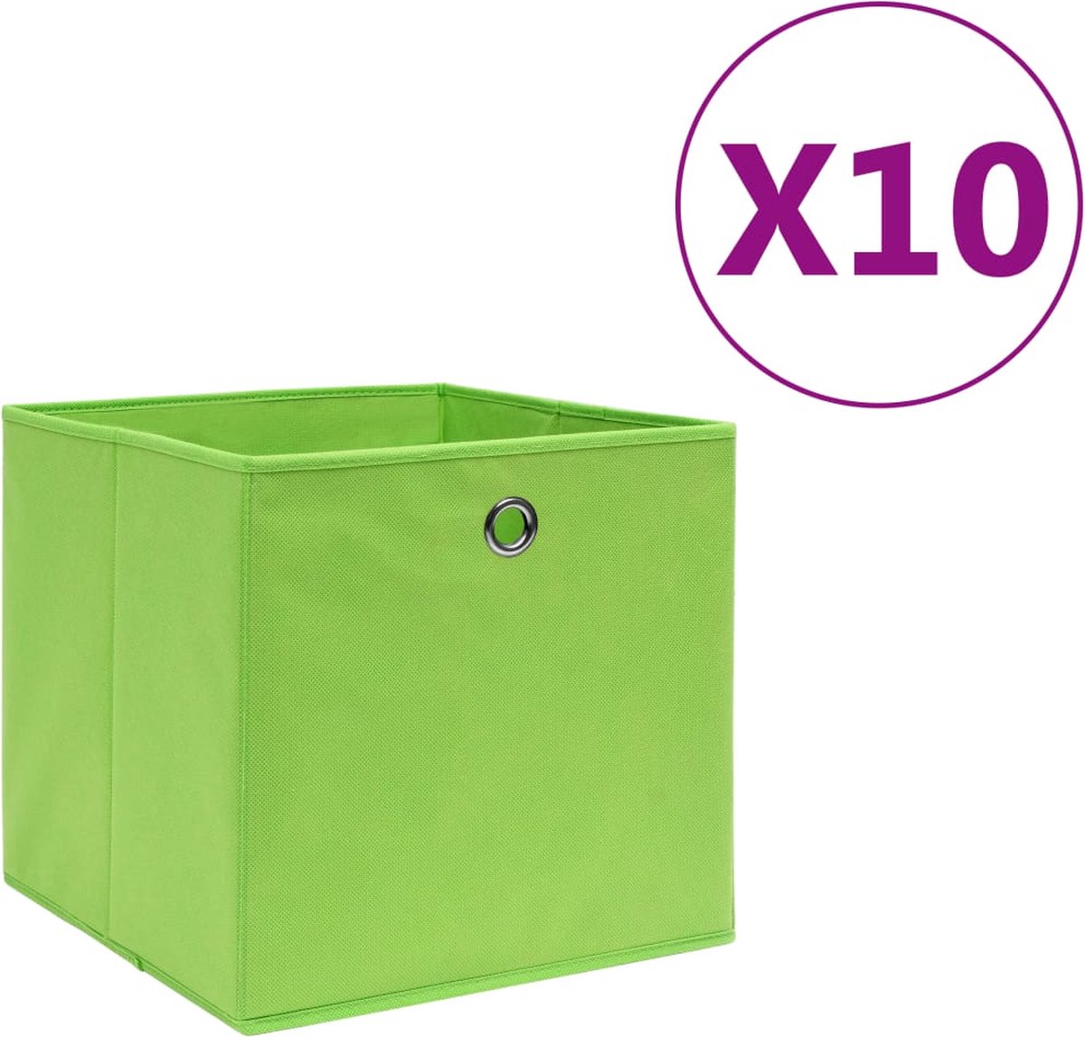 Vidaxl Opbergboxen 10 St 28x28x28 Cm Nonwoven Stof - Verde