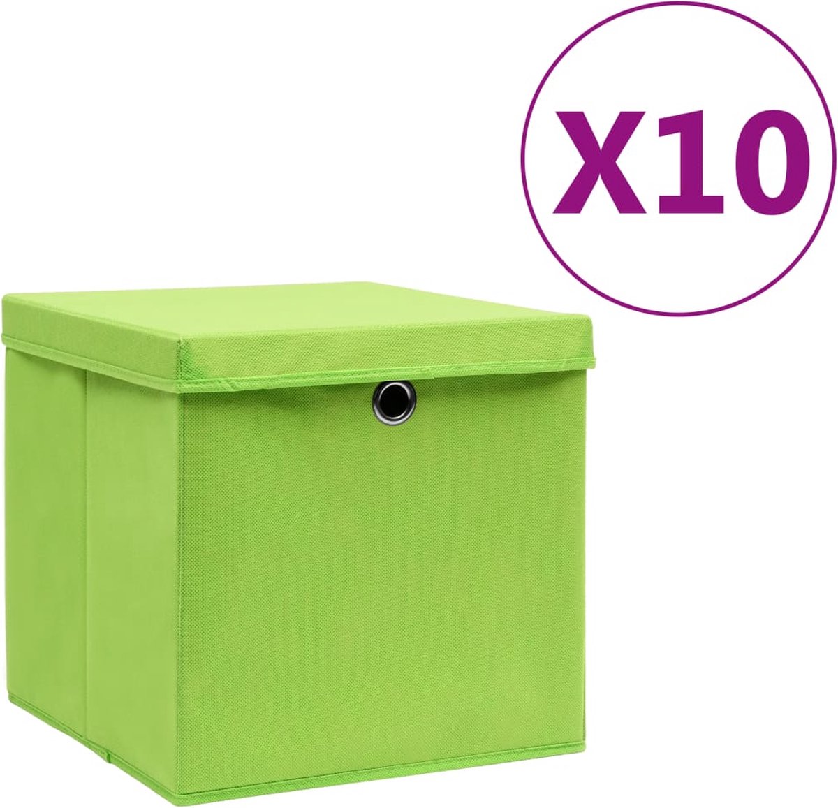 Vidaxl Opbergboxen Met Deksels 10 St 28x28x28 Cm - Verde