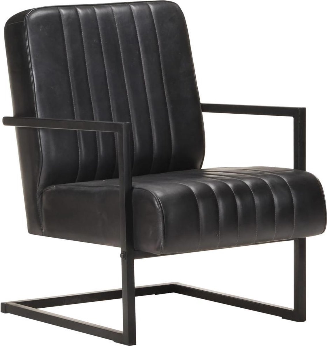 Vidaxl Fauteuil Echt Leer - Zwart