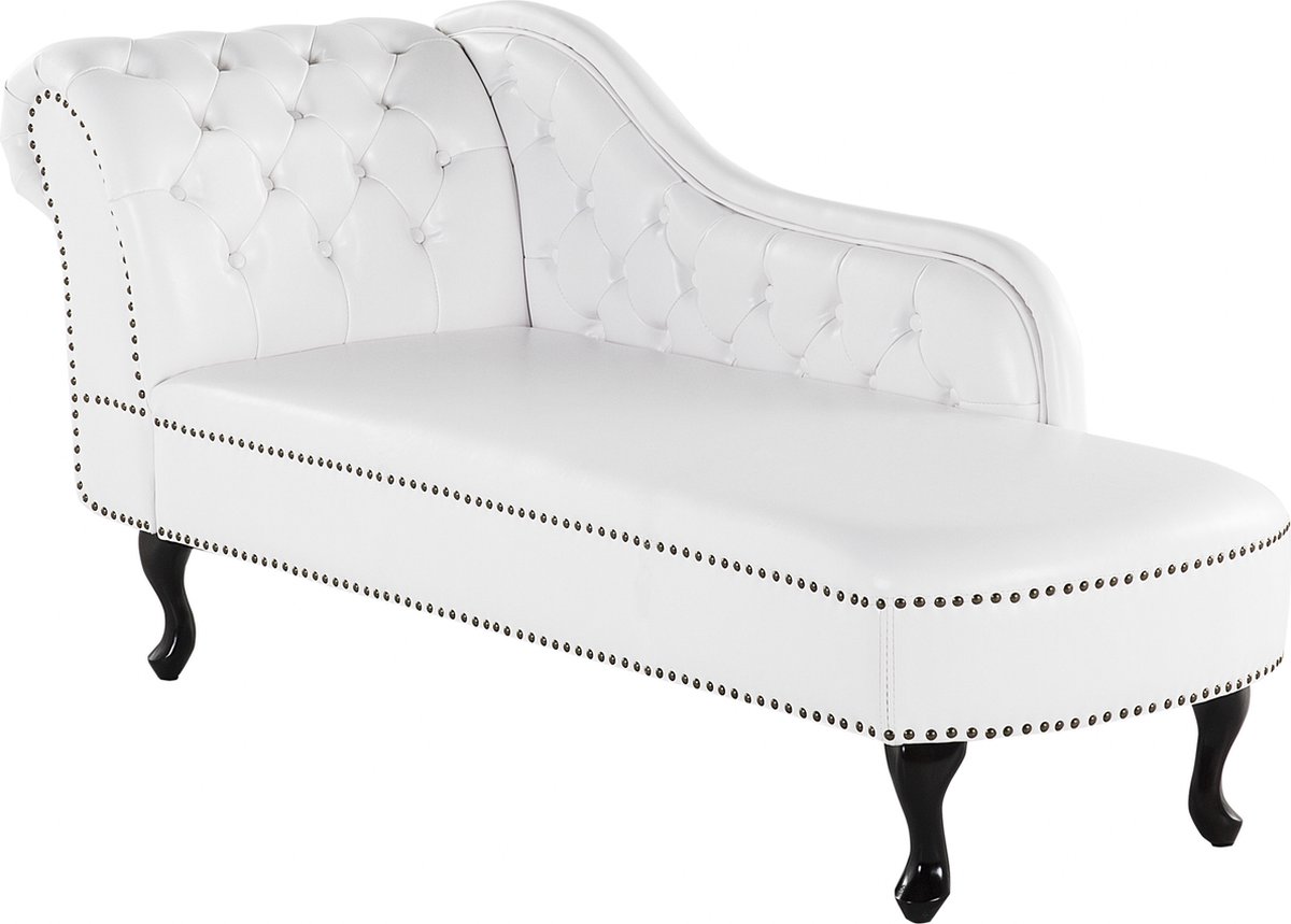 Beliani Nimes Chaise Longue Kunstleer 73 X 170 Cm - Wit