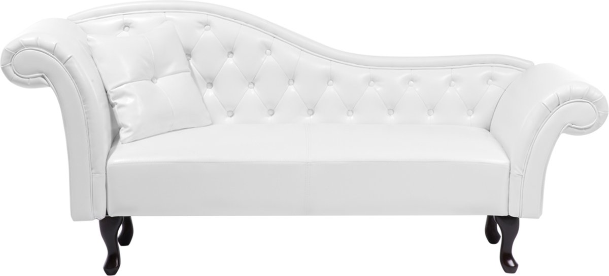 Beliani Lattes Chaise Longue Kunstleer 59 X 188 Cm - Blanco