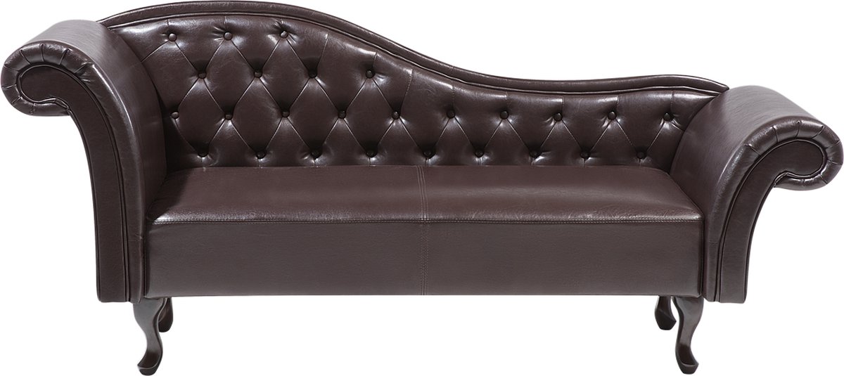 Beliani Lattes Chaise Longue Kunstleer 59 X 188 Cm - Bruin