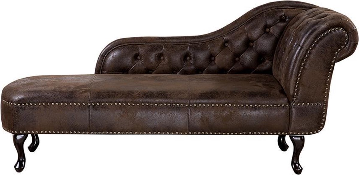 Beliani Nimes Chaise Longue Kunstsuède 73 X 170 Cm - Bruin