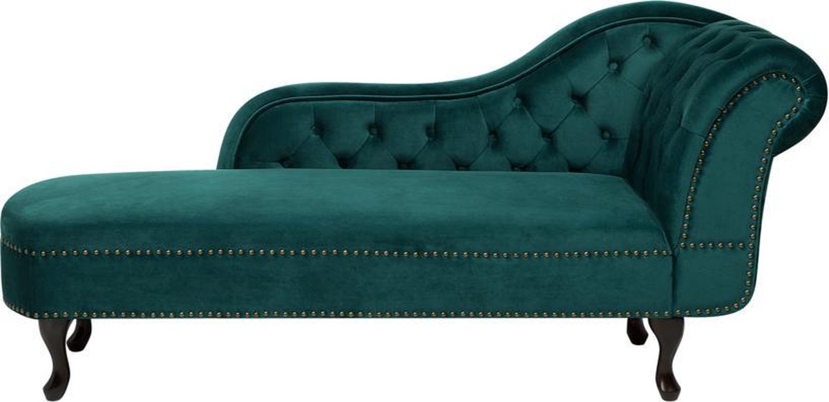 Beliani Nimes Chaise Longue Fluweel 170 X 170 Cm - Blauw