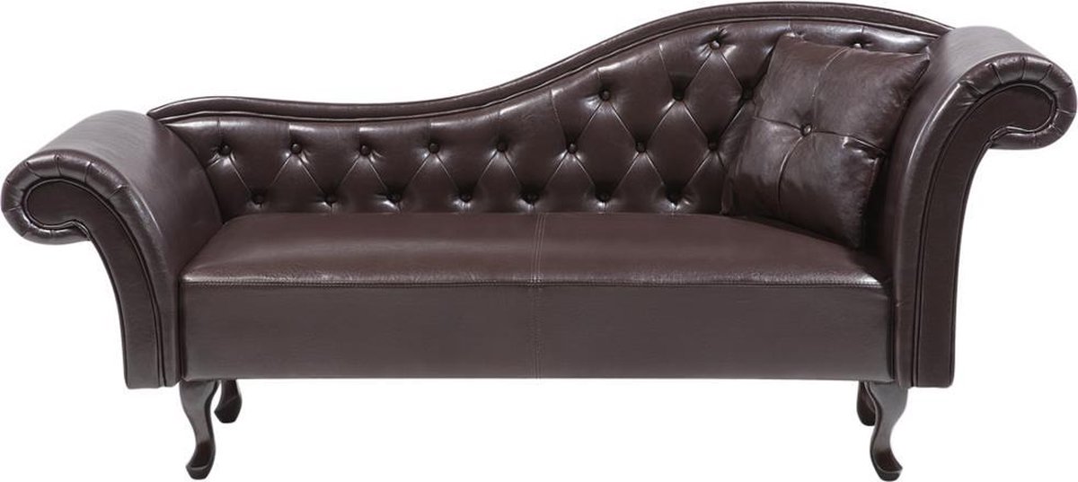 Beliani Lattes Chaise Longue Kunstleer 59 X 188 Cm - Bruin