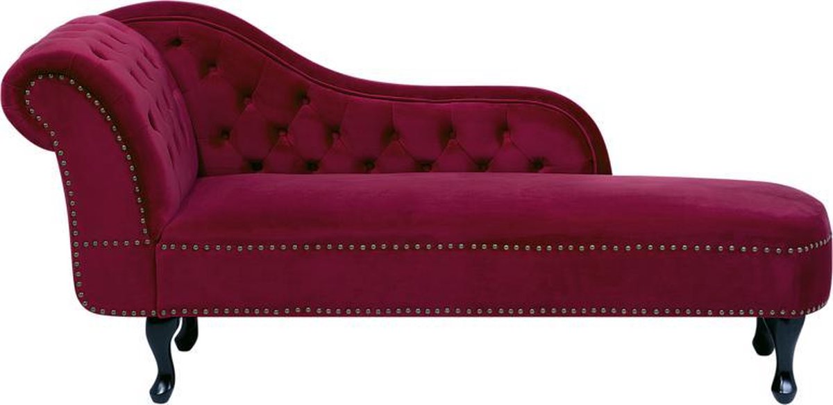 Beliani Nimes Chaise Longue Fluweel 170 X 170 Cm - Rojo