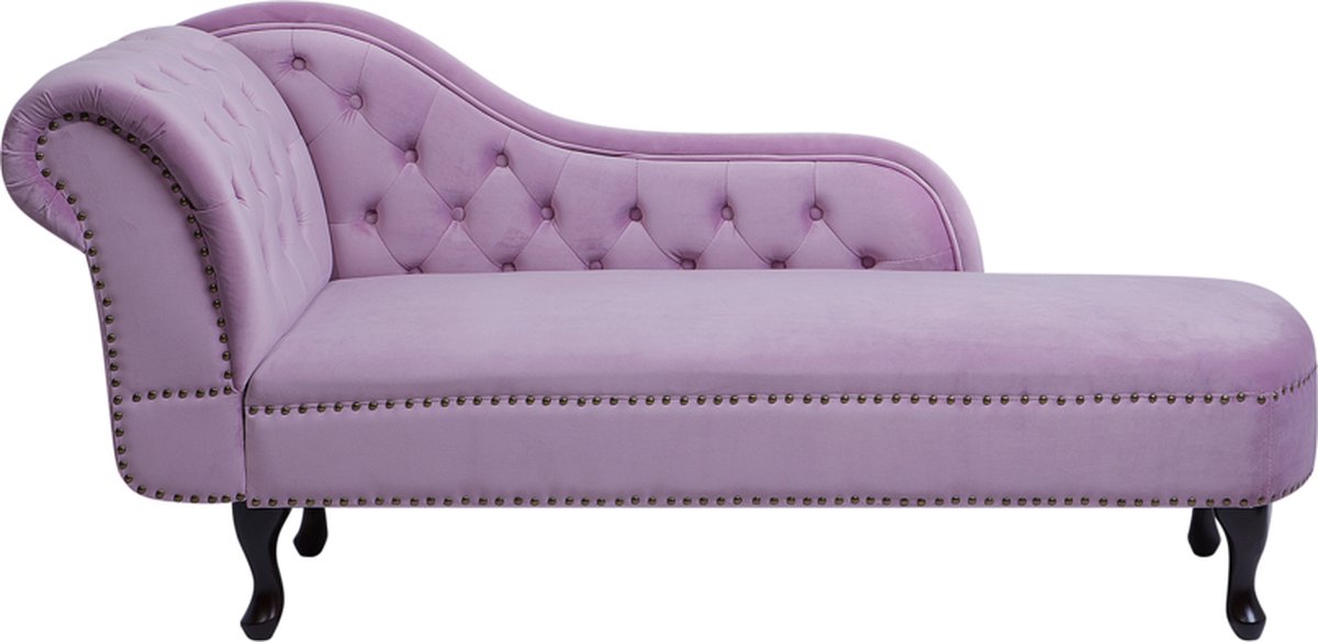 Beliani Nimes Chaise Longue Fluweel 170 X 170 Cm - Roze