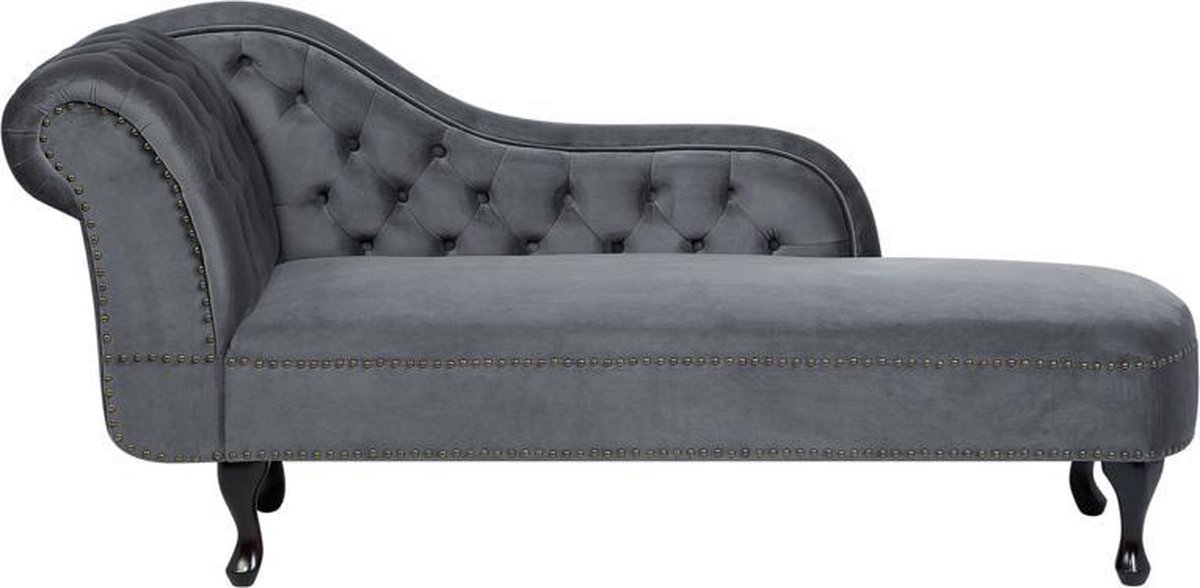 Beliani Nimes Chaise Longue Fluweel 170 X 170 Cm - Grijs