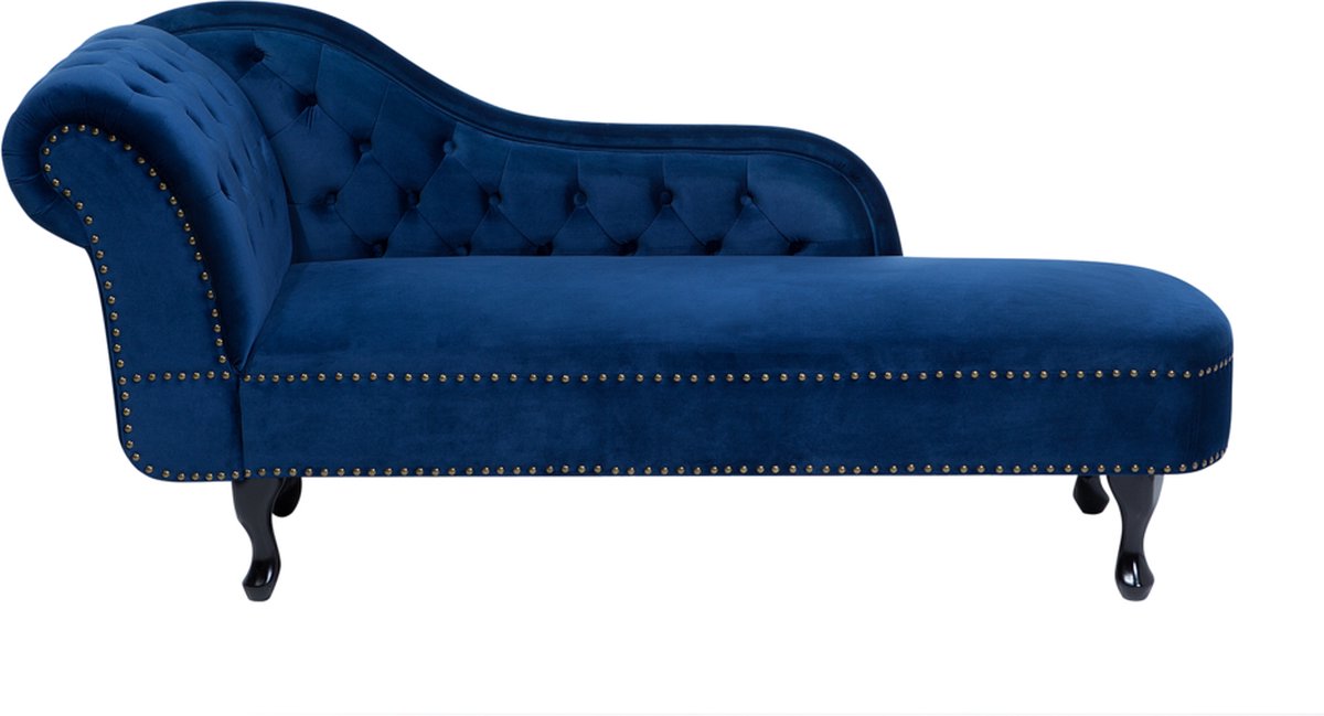 Beliani Nimes Chaise Longue Fluweel 170 X 170 Cm - Azul