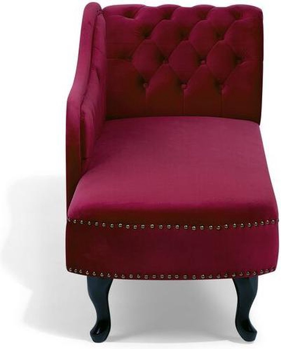 Beliani Nimes Chaise Longue Fluweel 170 X 170 Cm - Rood