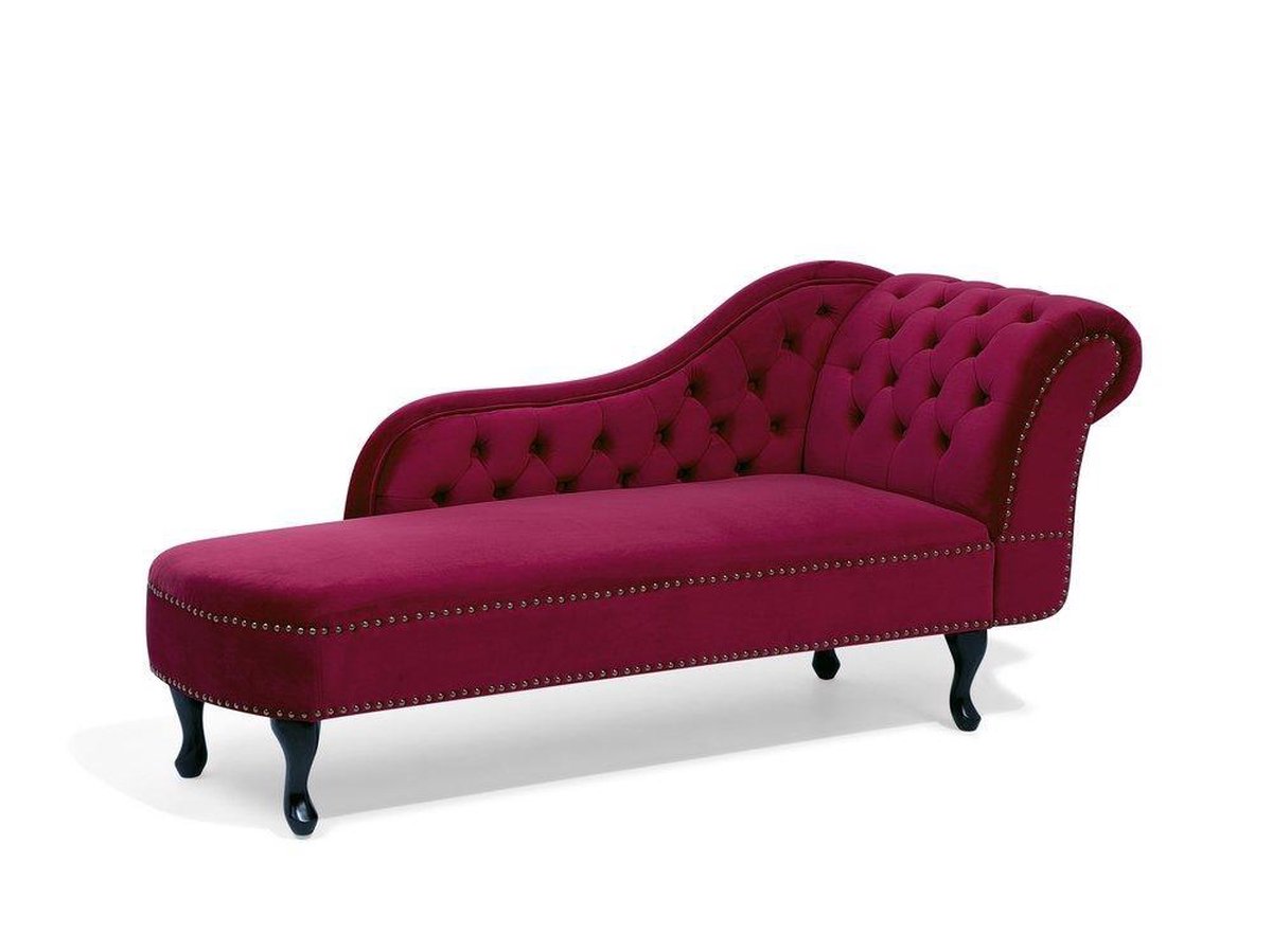 Beliani Nimes Chaise Longue Fluweel 170 X 170 Cm - Rood