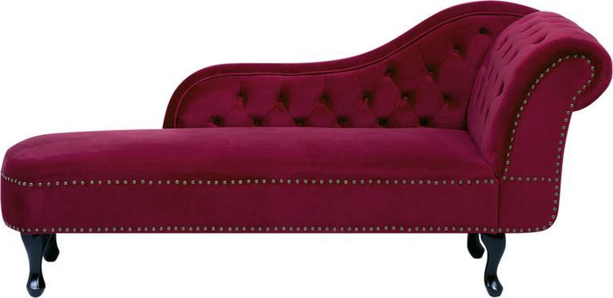 Beliani Nimes Chaise Longue Fluweel 170 X 170 Cm - Rood