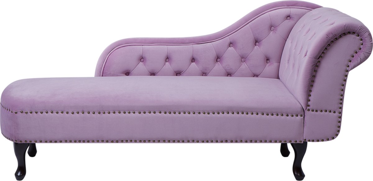 Beliani Nimes Chaise Longue Fluweel 170 X 170 Cm - Roze