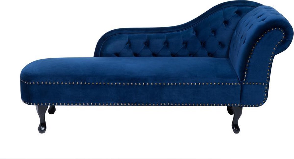 Beliani Nimes Chaise Longue Fluweel 170 X 170 Cm - Azul