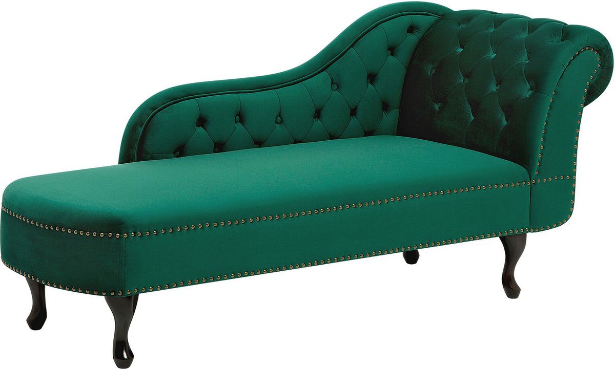 Beliani Nimes Chaise Longue Fluweel 170 X 170 Cm - Groen