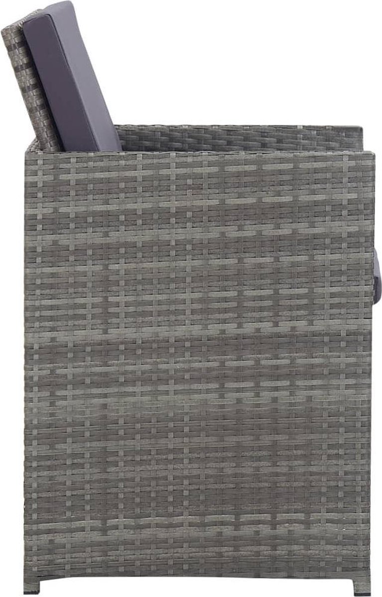 Vidaxl 9-delige Tuinset Poly Rattan En Acaciahout Antraciet - Grijs