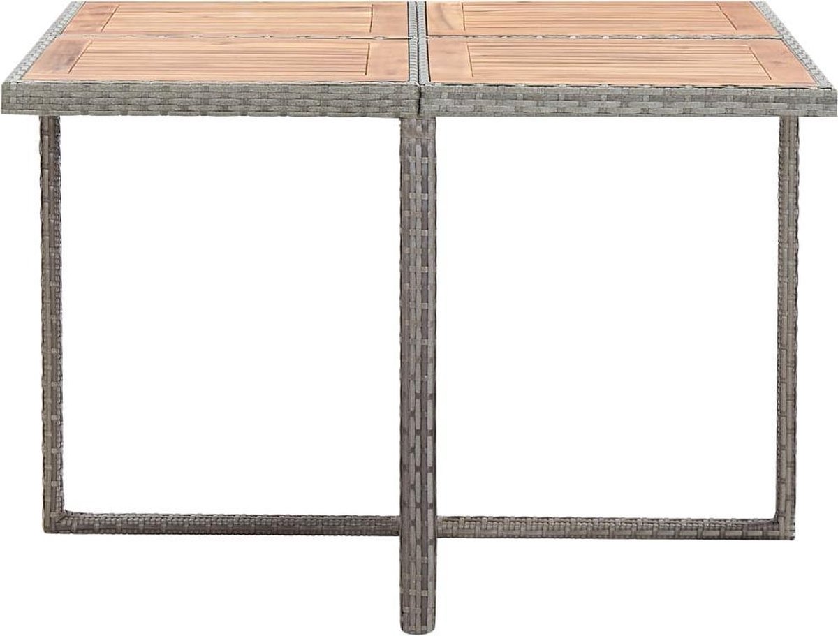 Vidaxl 9-delige Tuinset Poly Rattan En Acaciahout Antraciet - Grijs