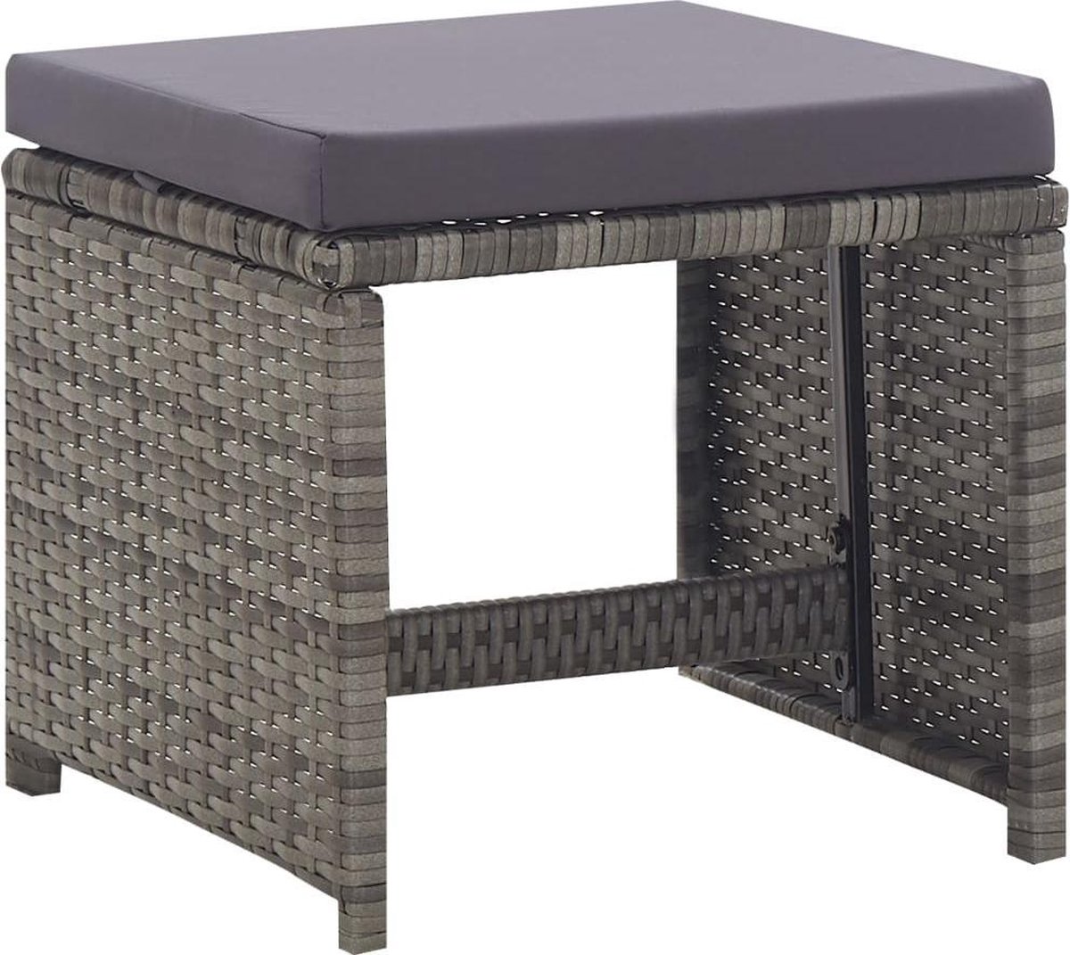 Vidaxl 9-delige Tuinset Poly Rattan En Acaciahout Antraciet - Grijs