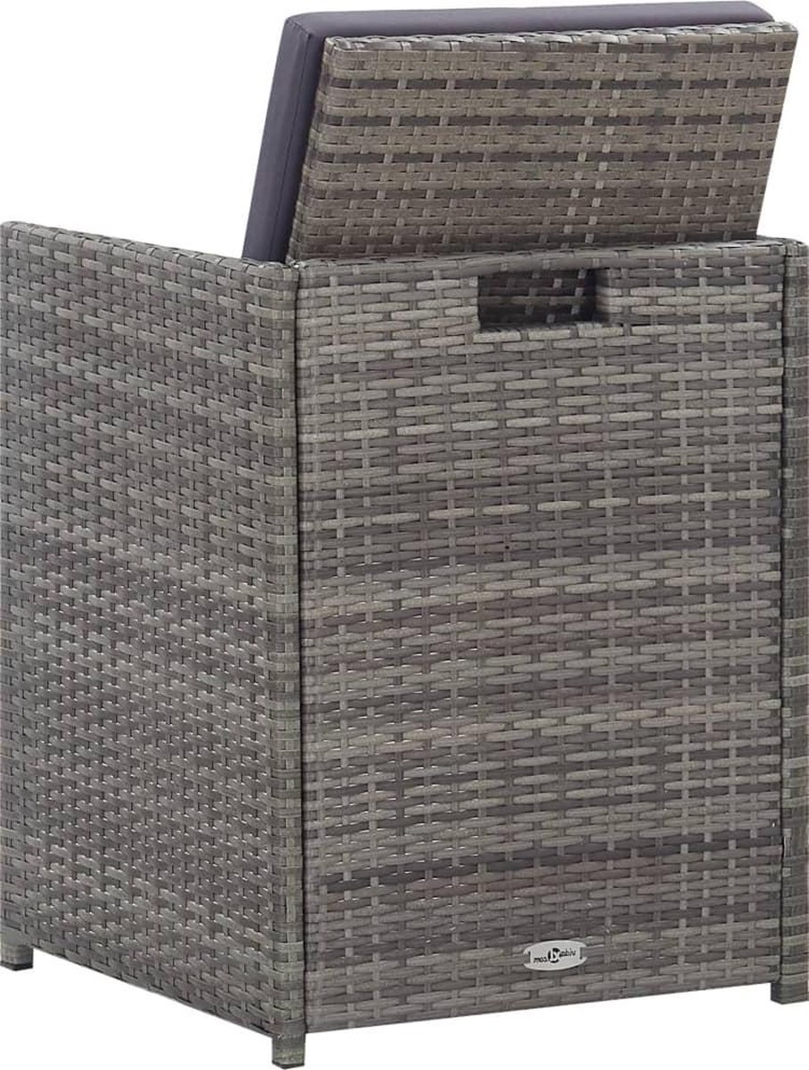 Vidaxl 9-delige Tuinset Poly Rattan En Acaciahout Antraciet - Grijs