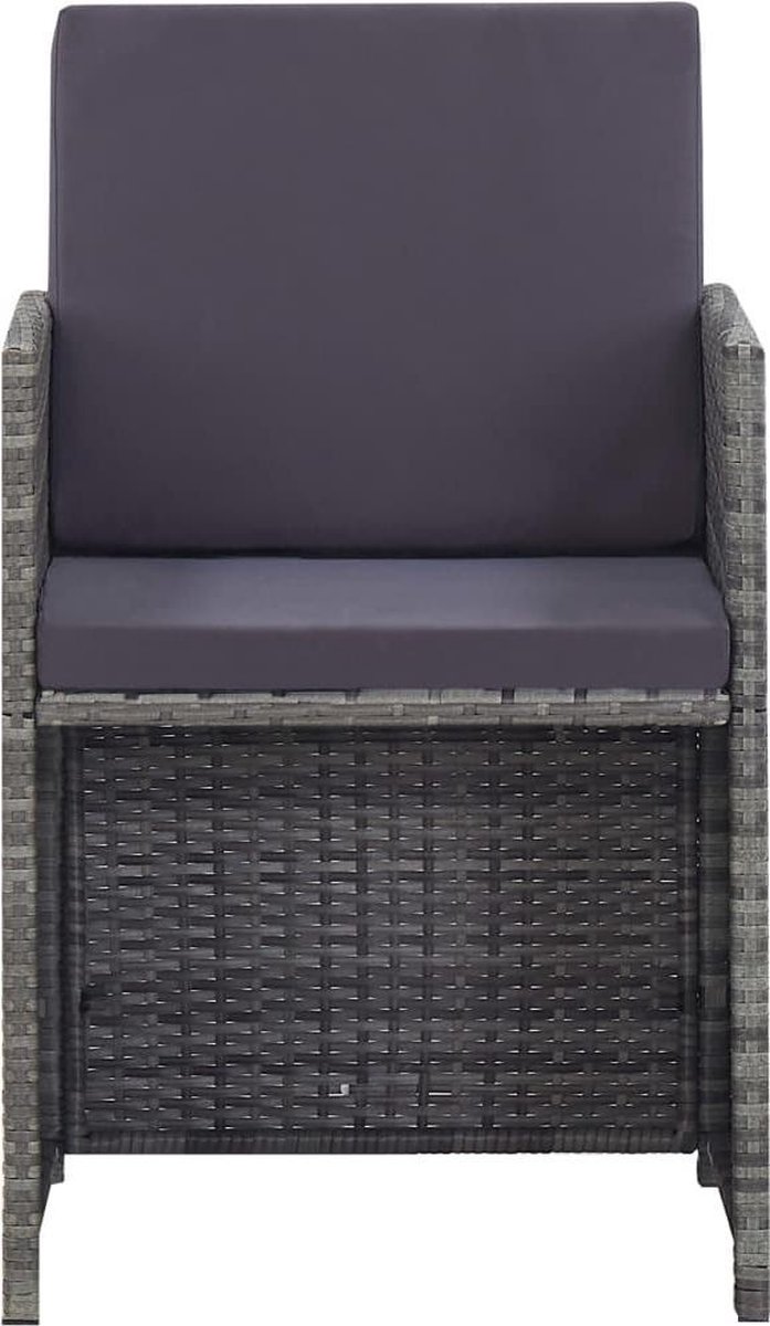 Vidaxl 9-delige Tuinset Poly Rattan En Acaciahout Antraciet - Grijs