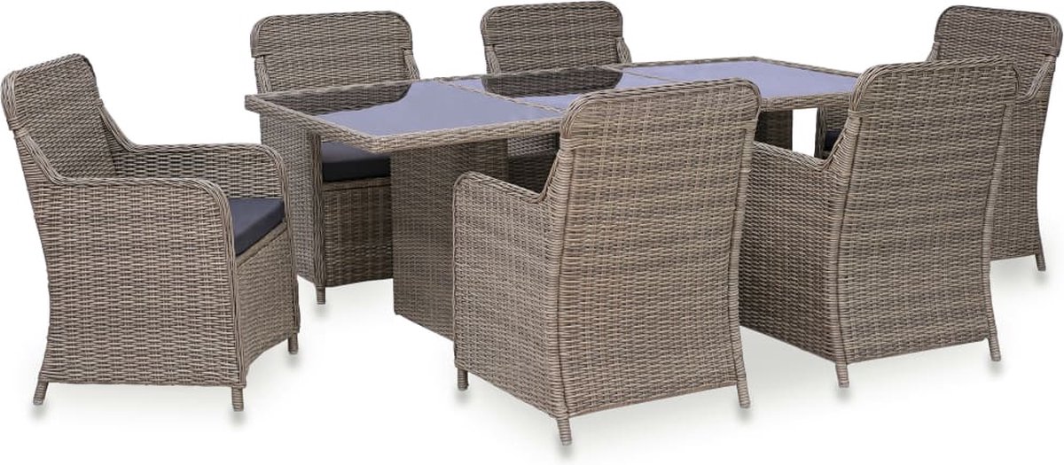 Vidaxl 7-delige Tuinset Poly Rattan - Bruin