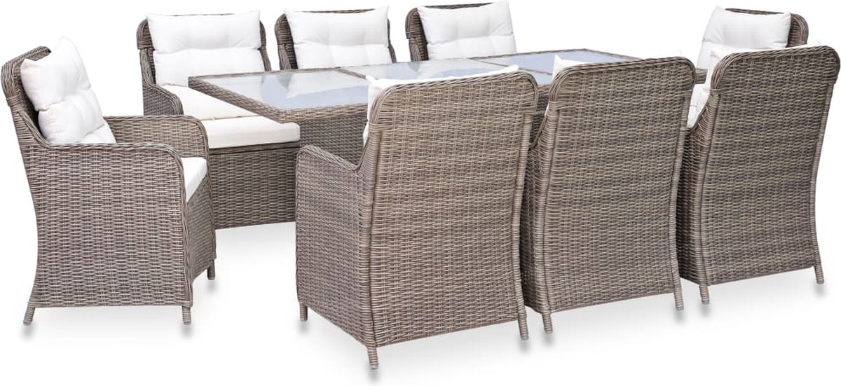 Vidaxl 9-delige Tuinset Poly Rattan - Bruin