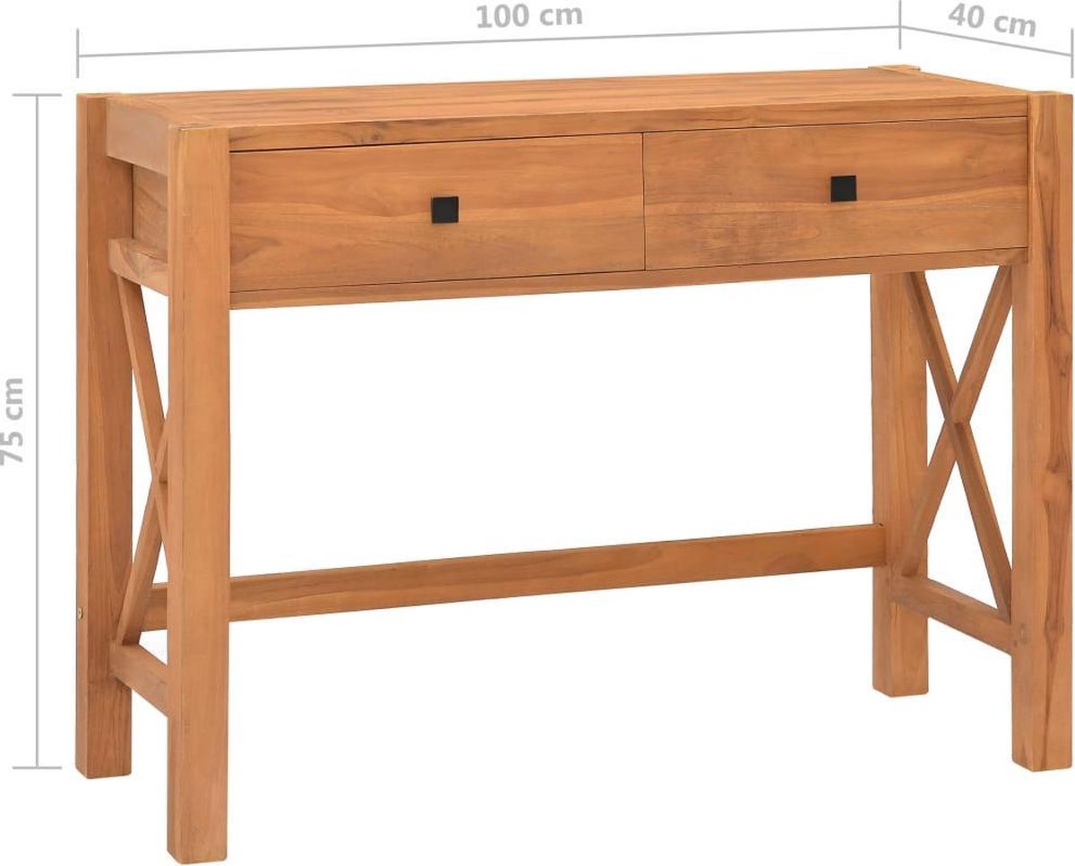 Vidaxl Bureau Met 2 Lades 100x40x75 Cm Gerecycled Teakhout - Bruin