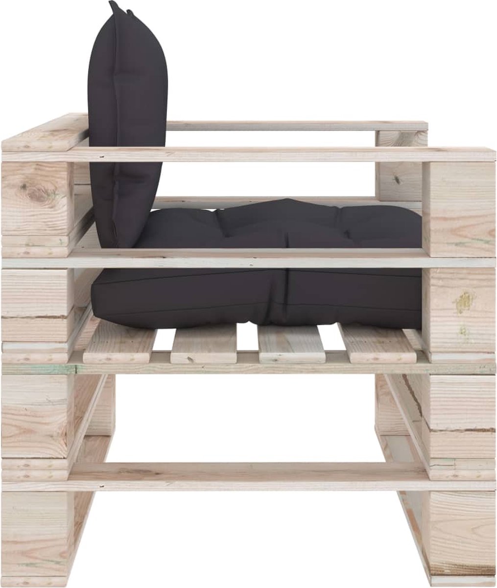 Vidaxl Tuinbank Met Antracietkleurige Kussens Pallet Grenenhout - Bruin
