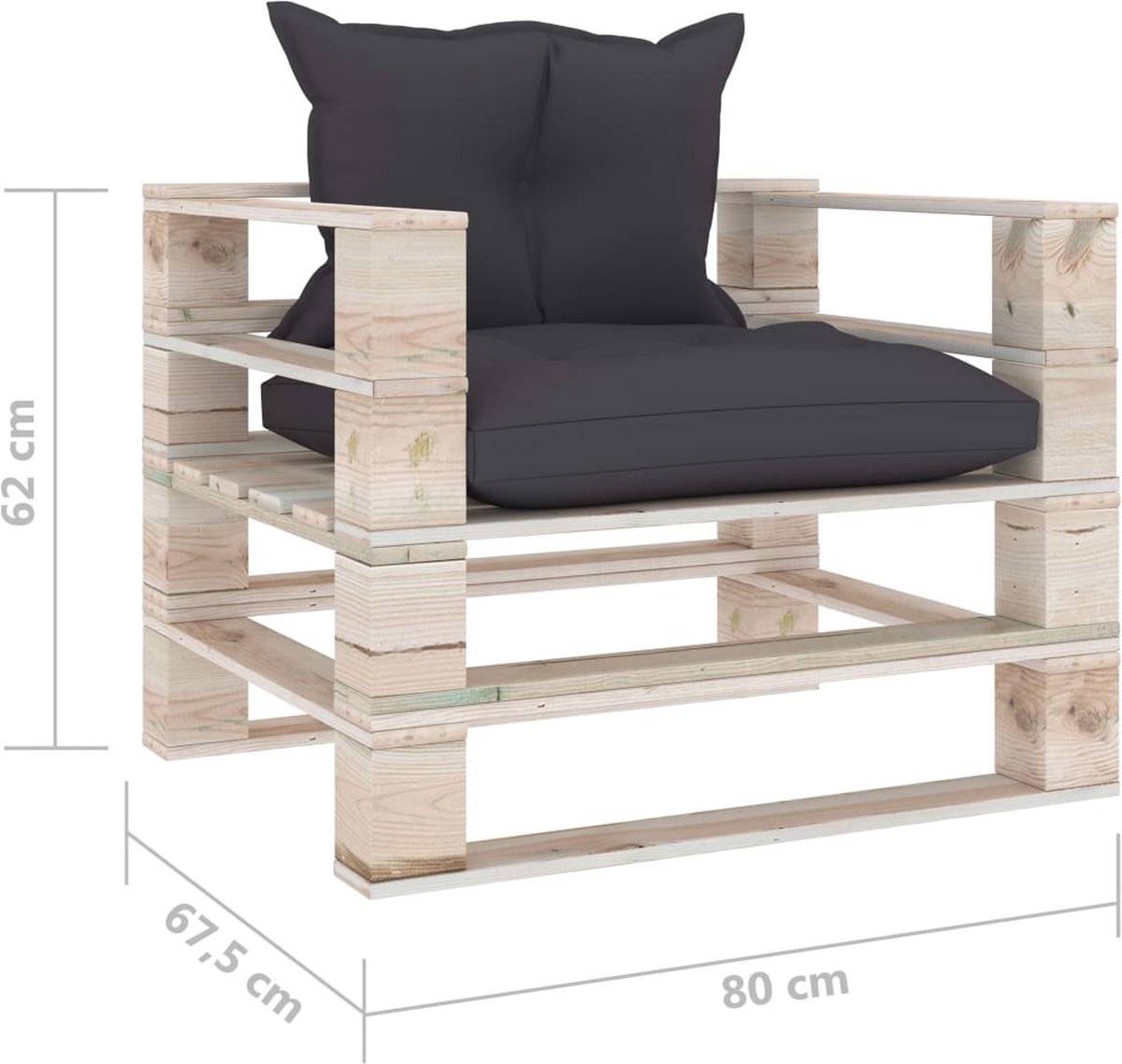 Vidaxl Tuinbank Met Antracietkleurige Kussens Pallet Grenenhout - Bruin